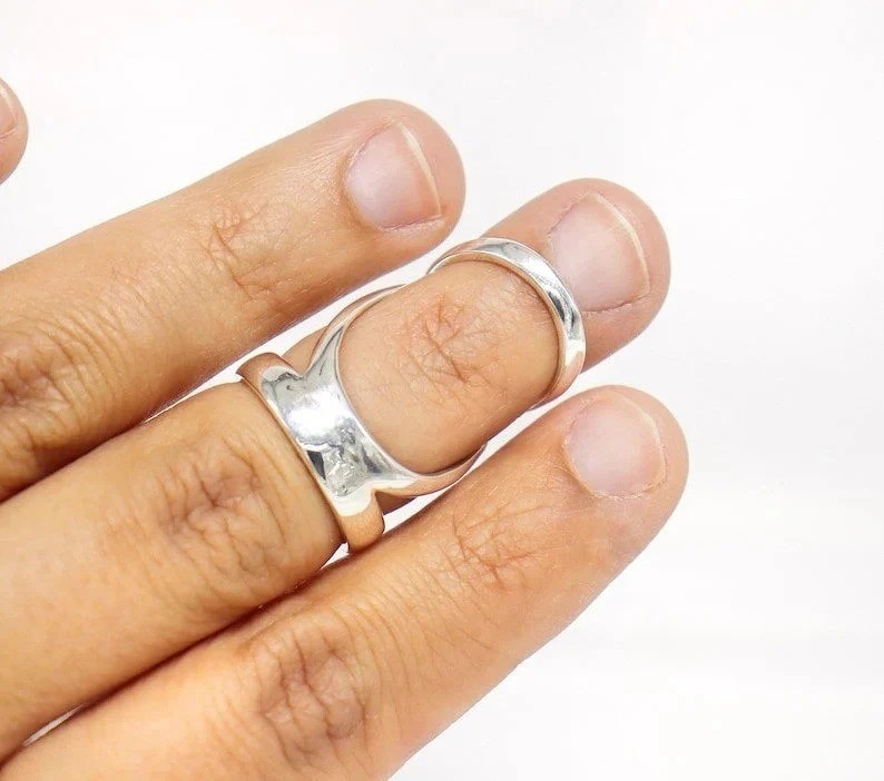 Solid 925 Sterling Silver Adjustable Arthritis Finger Splint Handmade Ring