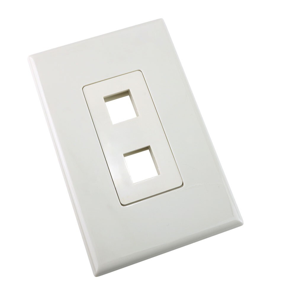 Construct Pro 2-Port Keystone Wall Plate with Screwless Face (Light Almond)