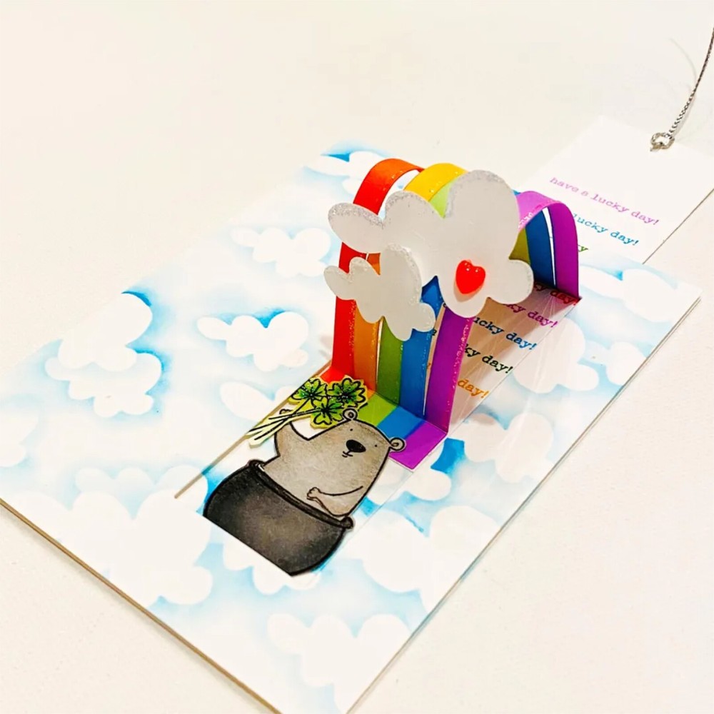 Rainbow Slider Cutting Dies – Interactive Card Clouds Star St. Patrick’s Day +