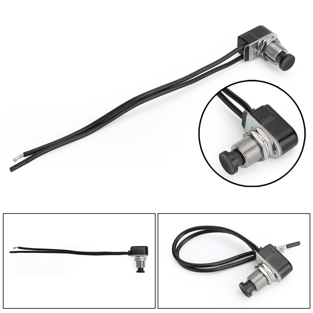 1pc Normally Open Momentary Self-resetting Push Button Reset Switch w/Wire Black