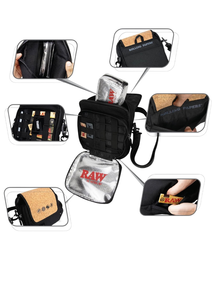 Raw X Rolling Day Sling Crossbody Bag + Phoenix Lighter + Extendo Lighter