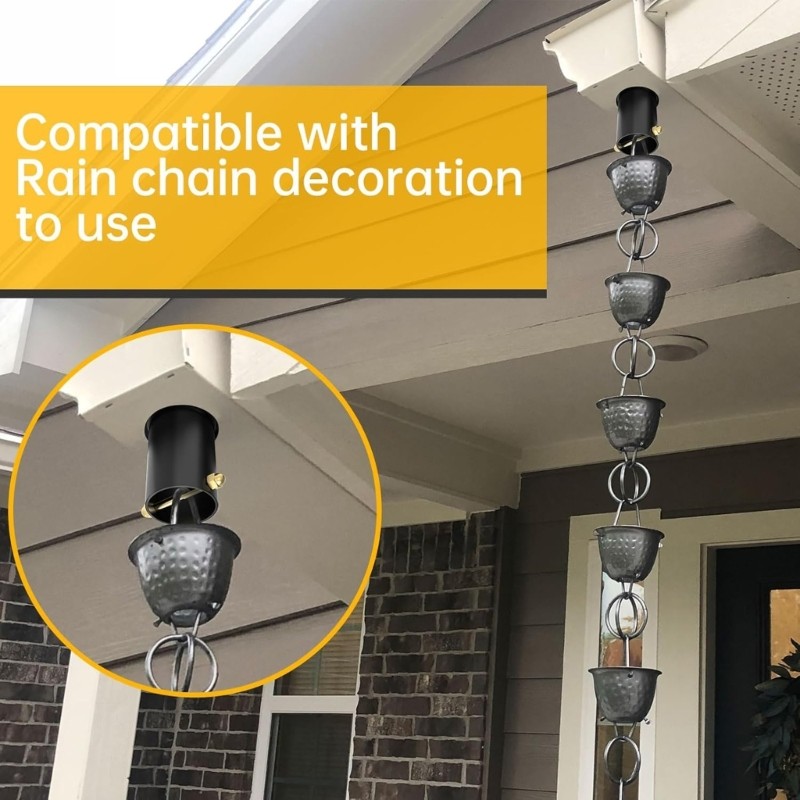 Rain Chain Gutter Adapter Black Coated Aluminum Rain Chain Installer