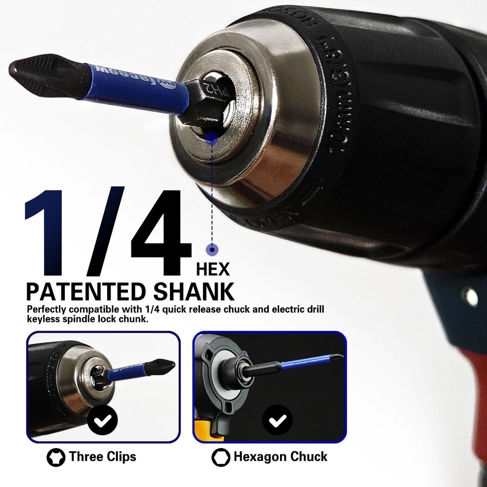 15 Pack Phillips Impact Driver Bits, #2 Phillips Head Magnetic Screwdriver Bits