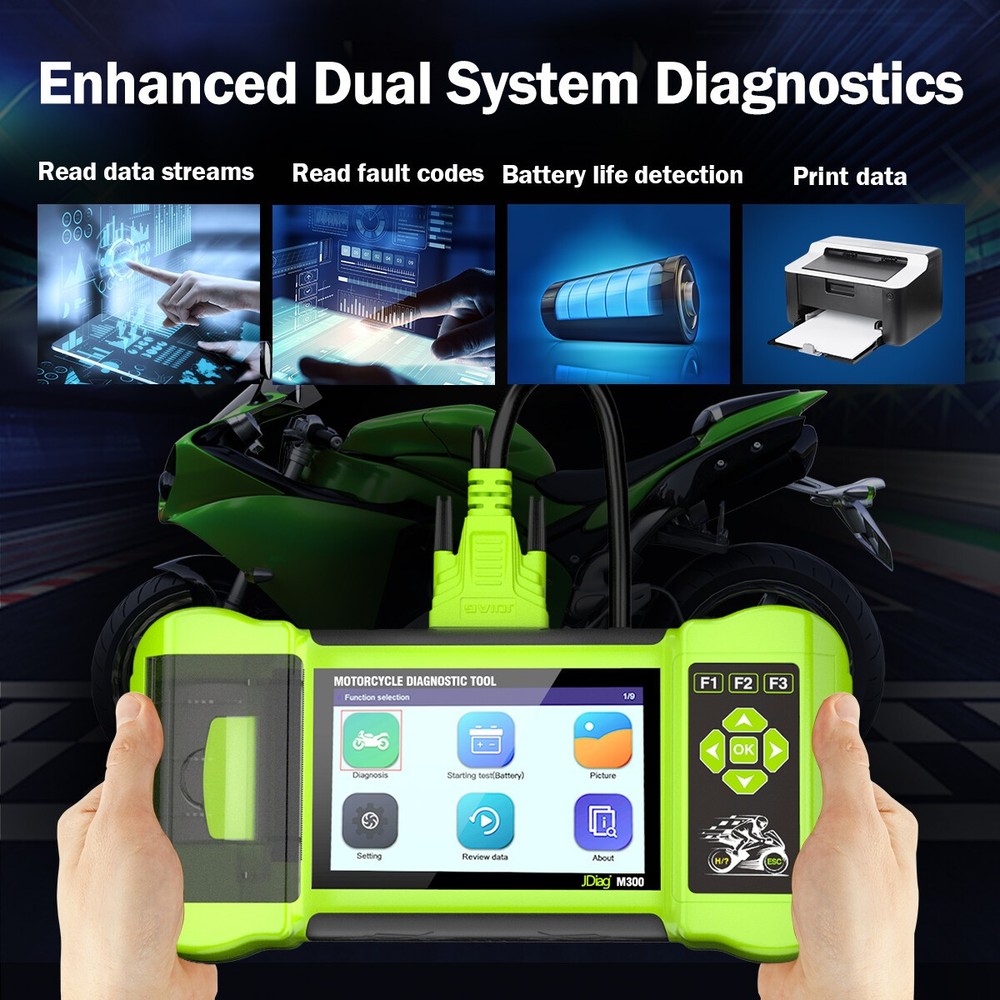 US M300 Scanner OBD2 Motorcycle All System Diagnostic Fault Code Reader 2026