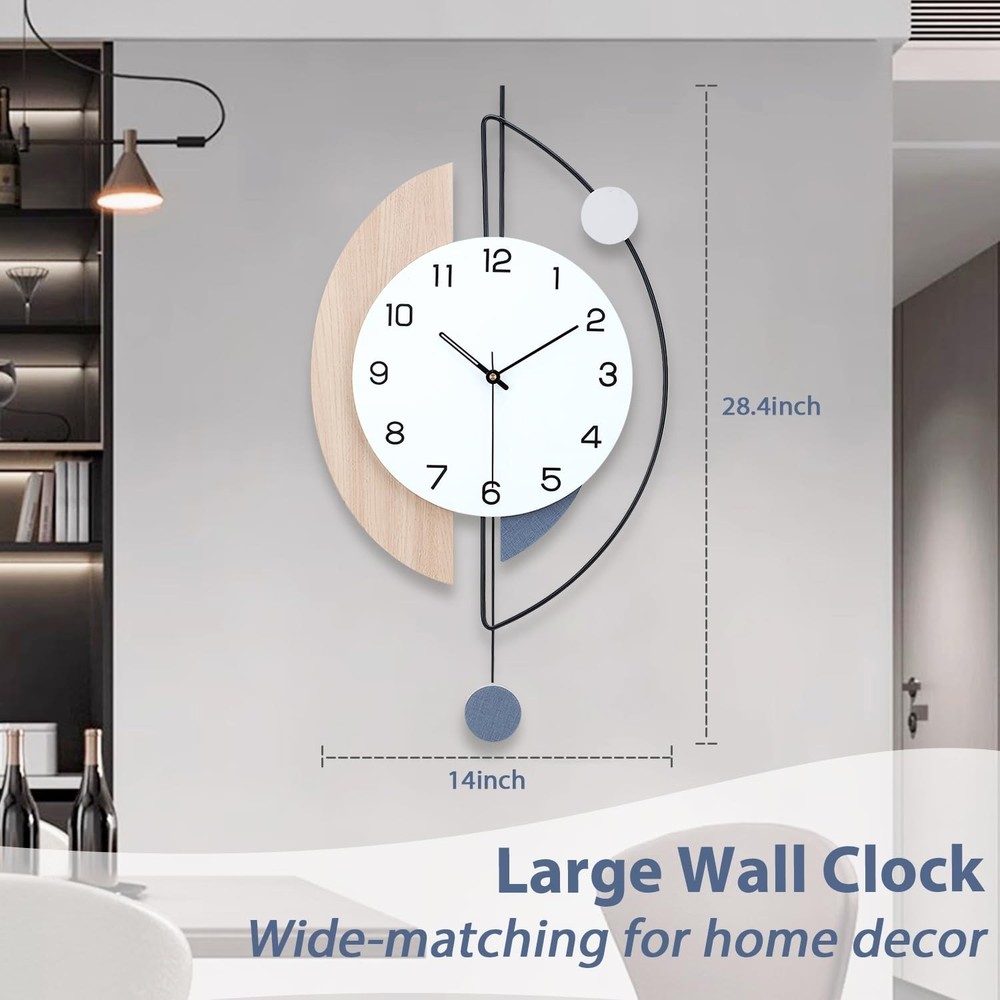 Dankeit Wall Clock,Large Decorative Wall Clocks with Pendulum,Battery Operate...