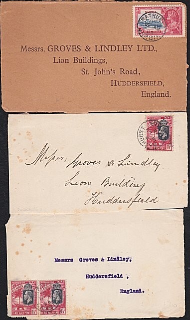 GAMBIA 1925-35 3 cover 'Fronts' with Bathurst cds..........................A8660