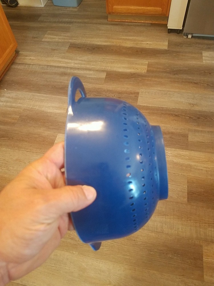 Vintage Dark Blue Melamine Plastic Colander Strainer