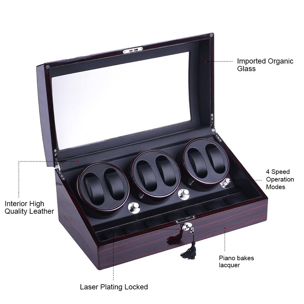 Automatic Rotation 6+7 Leather Watch Winder Storage Case Display Box 4 Modes New