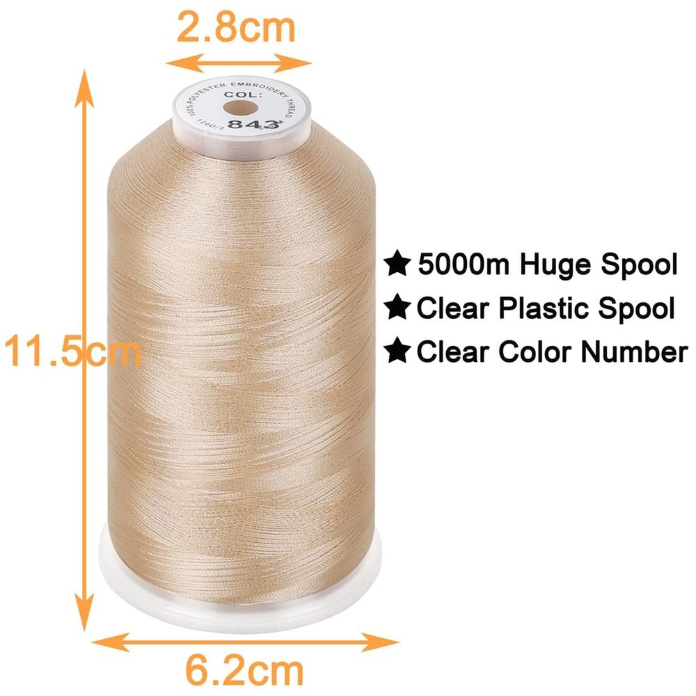 New brothread - Single Huge Spool 5000M Each Polyester Embroidery Machine Thr...