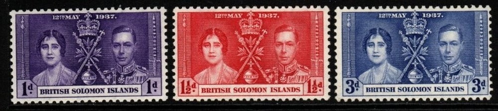 BRITISH SOLOMON IS. SG57/9 1937 CORONATION MTD MINT