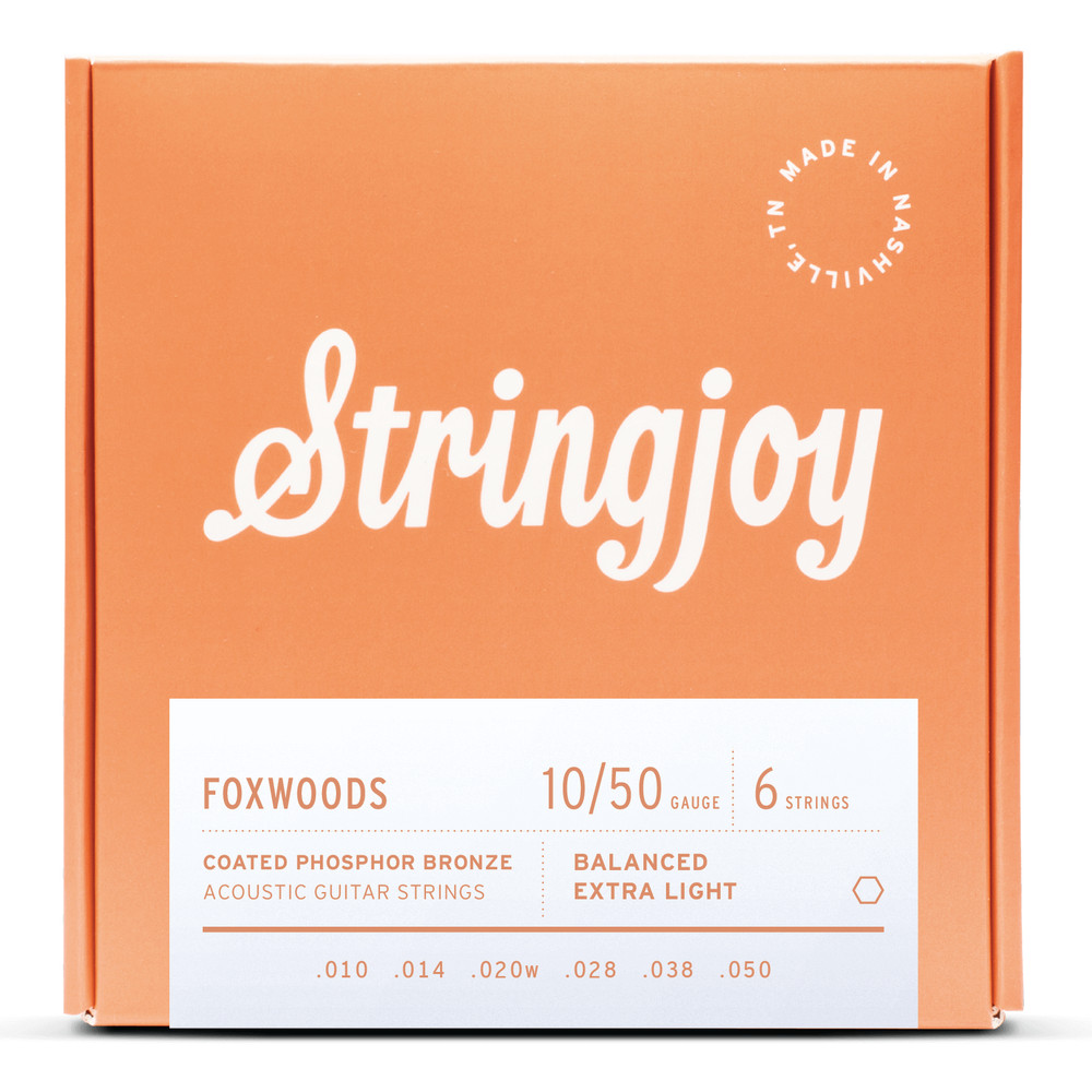 Stringjoy Foxwoods Coated Phosphor Bronze Acoustic Guitar Strings; 10-50