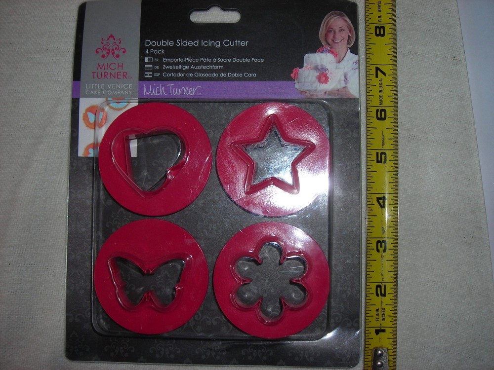 MICH TURNER DOUBLE SIDED ICING CUTER,COOKIE CUTTER 4 PACK