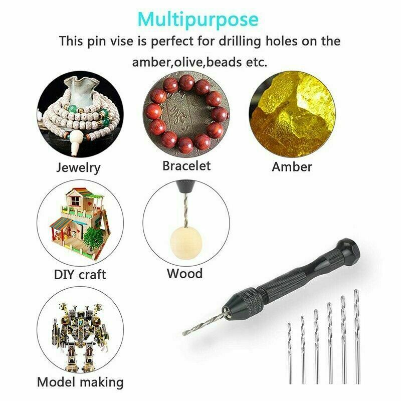 49Pcs Precision Pin Vise Hobby Micro Hand Twist Drill Bits Mini Rotary Tools