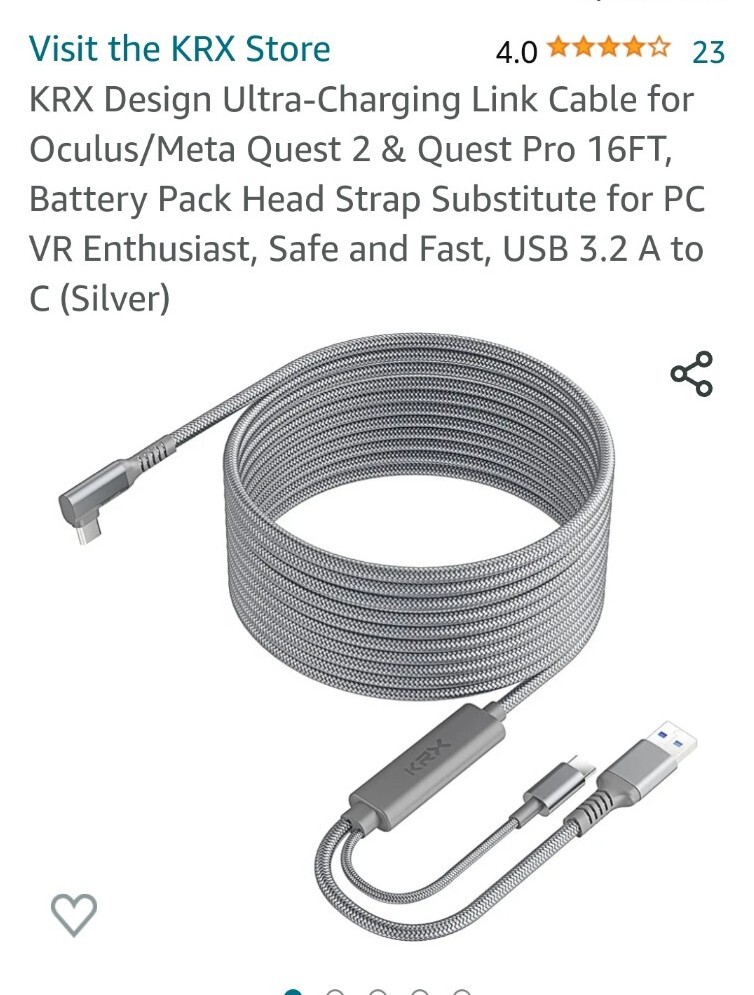 Link Cable 16FT Compatible for Oculus/Meta Quest 2 Type A to C