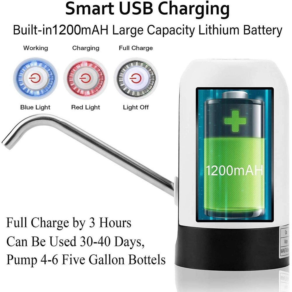 5 Gallon Water Bottle Switch Pump Electric Automatic Jug Dispenser USB Charging