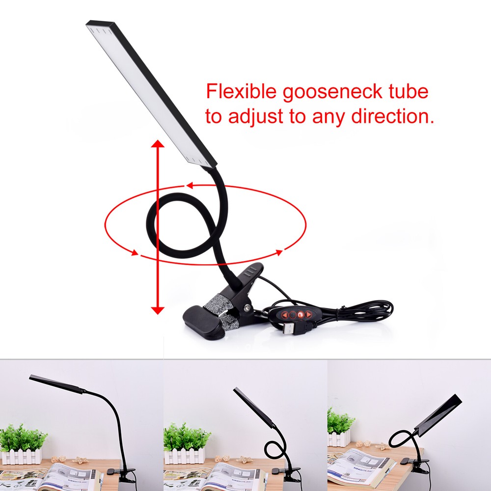 48LED USB LED Dimmable Clip On Desk Lamp Reading Table Night Light