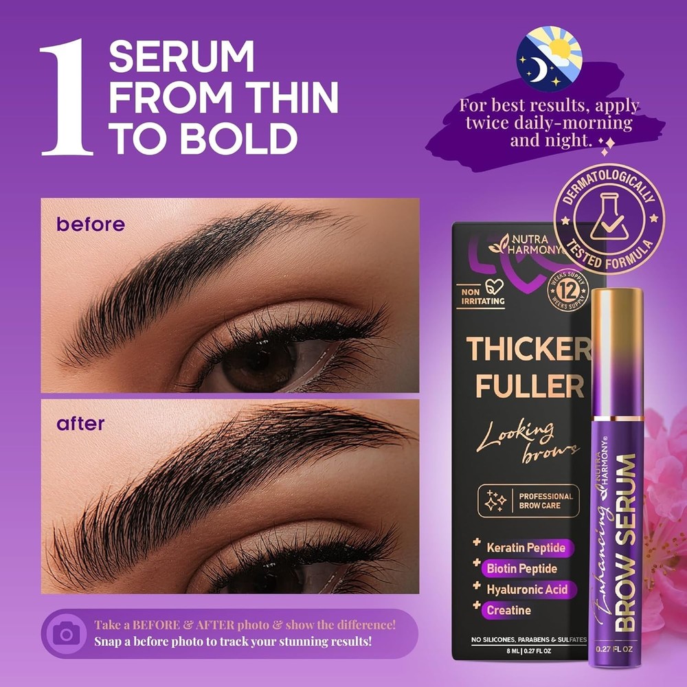 Eyebrow Growth Serum – Peptide Brow Serum for Fuller, Thicker Looking Brows – Bi