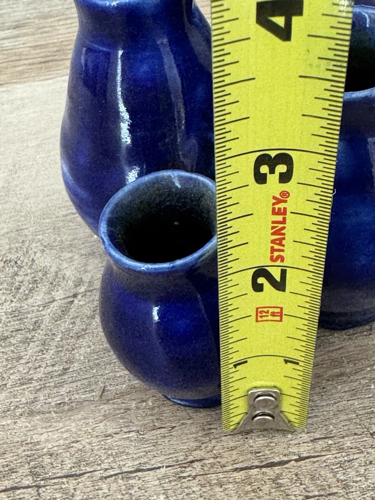 Studio Pottery Cluster Vases Cobalt Blue