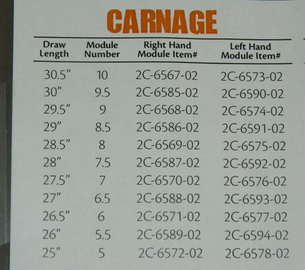 Bear Carnage, Attack, Mauler, Assault, Anarchy Bow Modules- Draw Length Mods