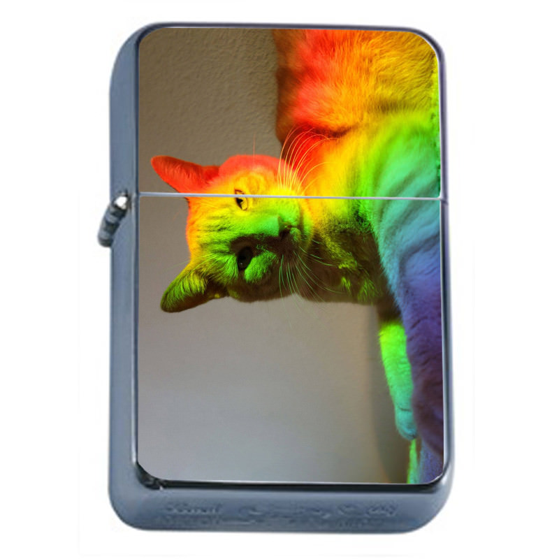 Rainbow Cat Em1 Flip Top Oil Lighter Wind Resistant
