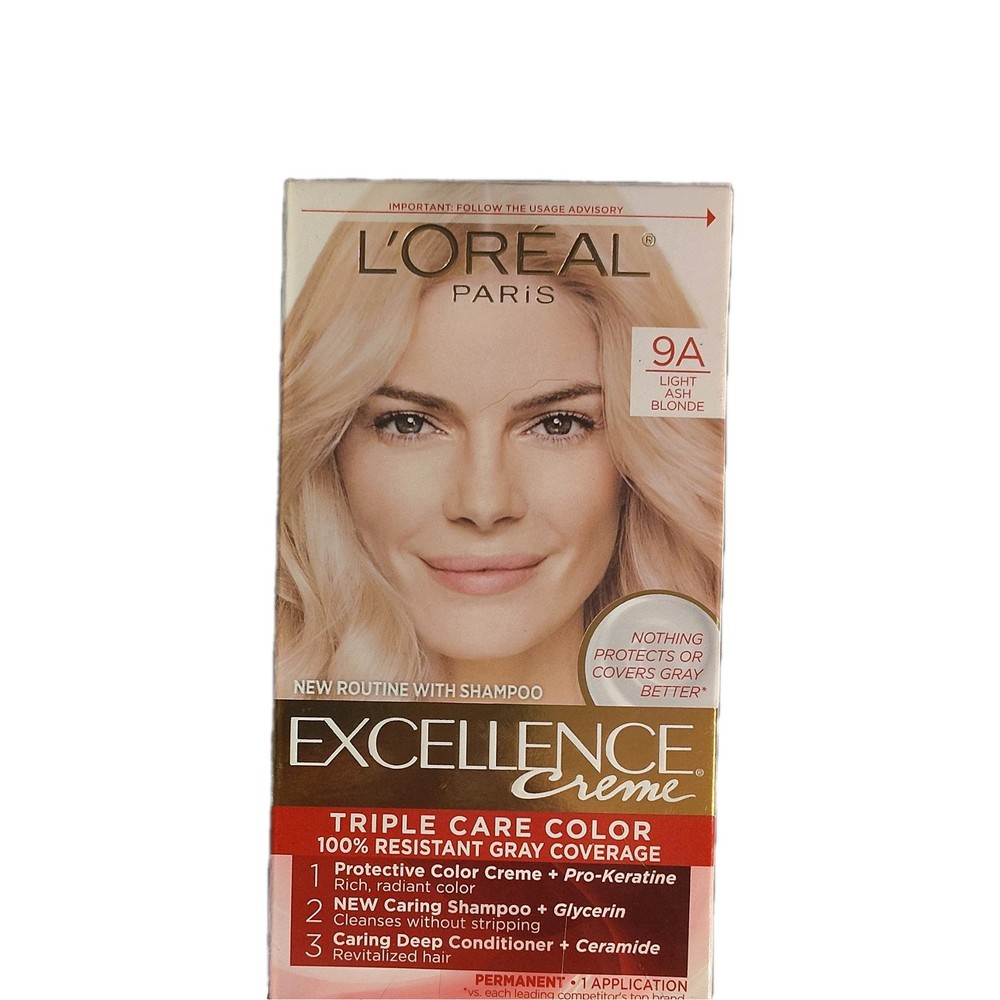 L'Oréal Excellence Creme 9A Light Ash Blonde Permanent Hair Dye Gray Coverage