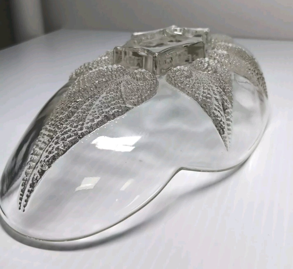 Vintage Oval Celery Dish Raised Bubble Leaves Pattern Clear Glass