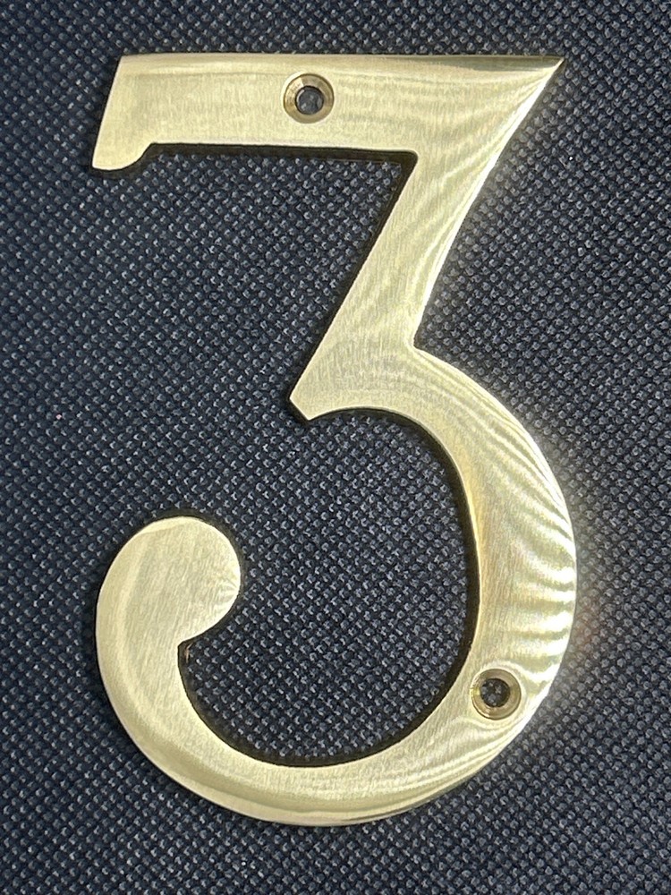 Solid Brass Lacquered 4" House Number (3)