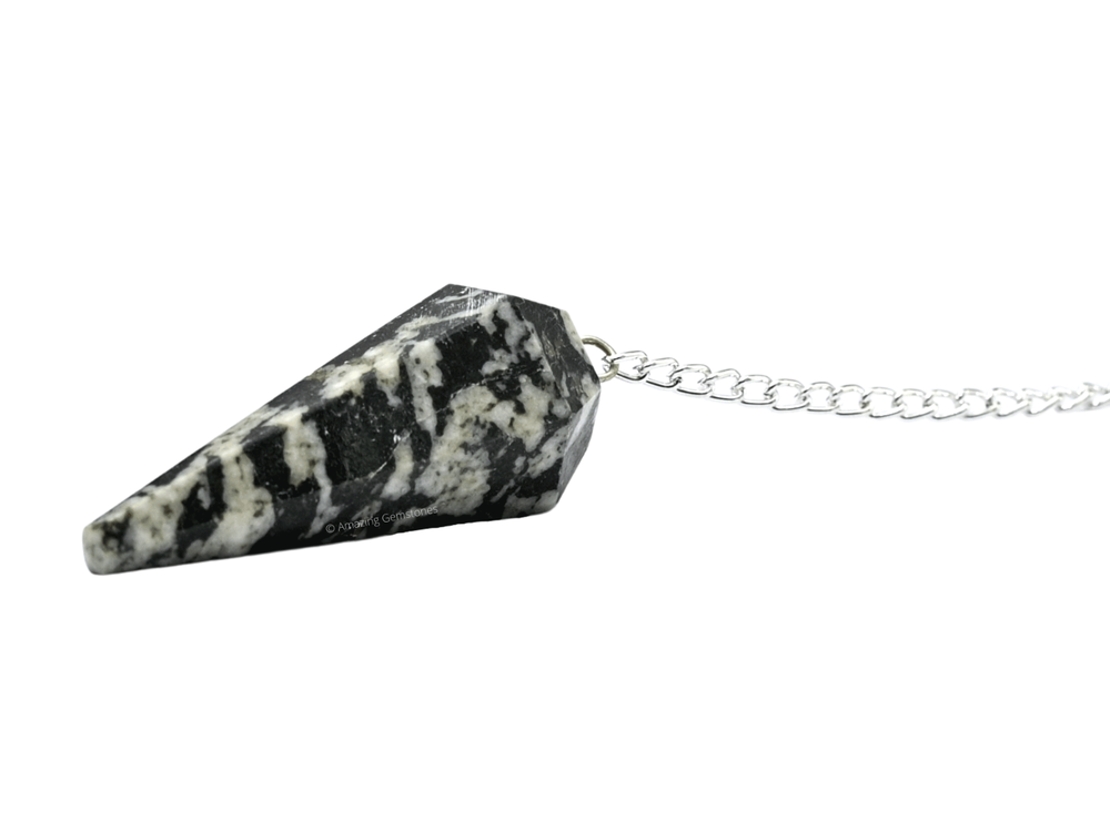 Black & White Tourmaline Dowsing Crystal Pendulum