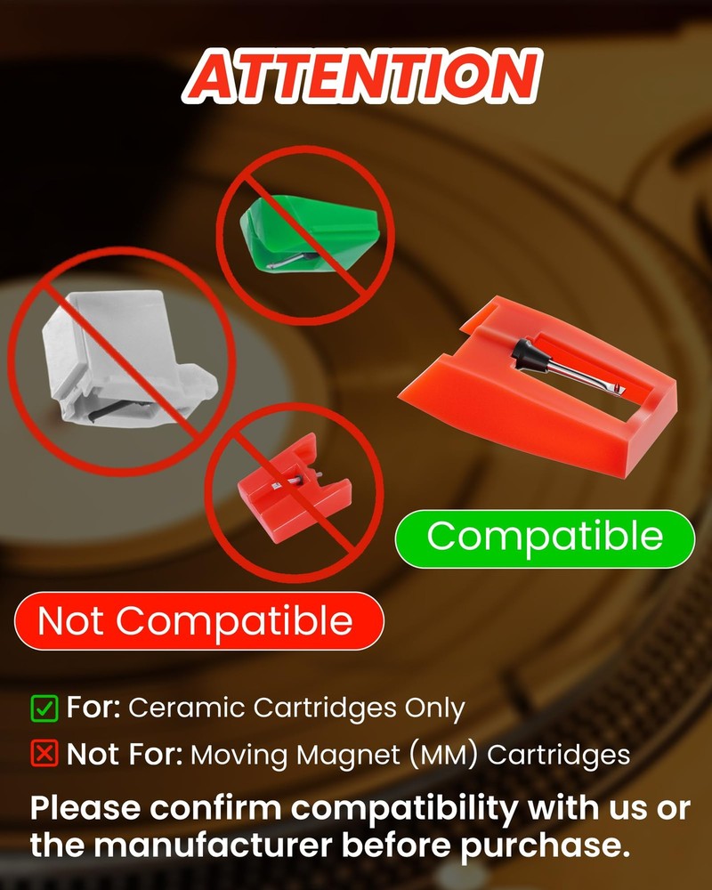 4 Pack Record Player Needle Replacement Vinyl Record Needle for Multiple Models