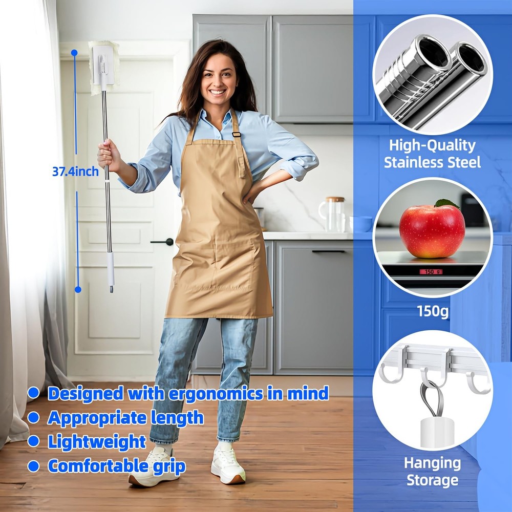 Snap Grip Mini Mop, No-Touch Disposable Lazy Mop, Easy Mopping Flat Dust Mop ...