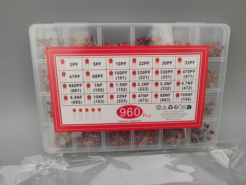 960PCS 24 Values Ceramic Capacitor Assortment Kit 2pF-100nF Components Package