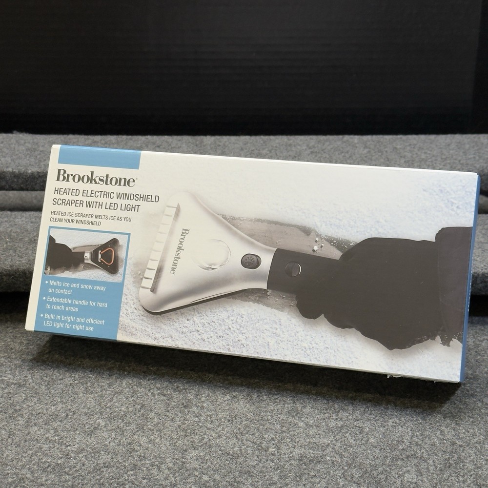 Brookstone Heated Electric Windshield Scraper with LED Light - Snow Ice Melter
