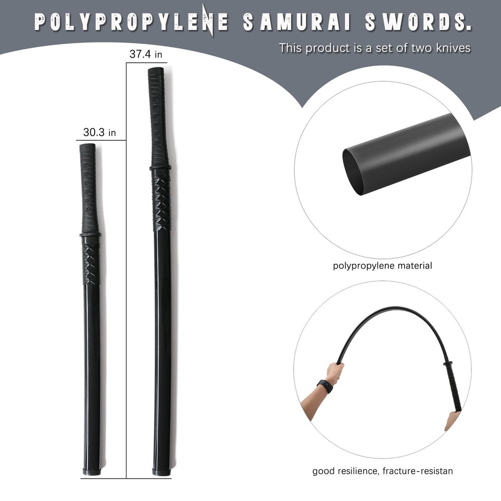 RTCT Katana Sword Polypropylene Training Samurai Sword 2-Piece Set with Displ...