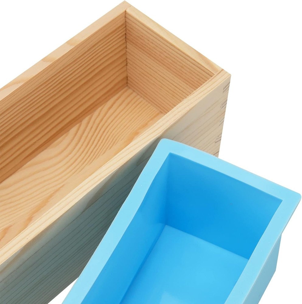 3 Set 42 oz Silicone Soap Molds, Rectangular Bar Loaf Making Mold Blue