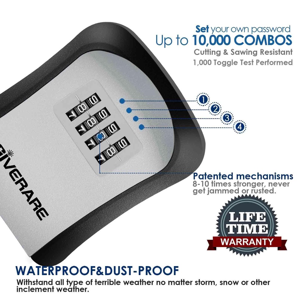 2 Pack Key Lock Box Combination 4-Digit Lockbox Wall Mount Outside Waterproof...