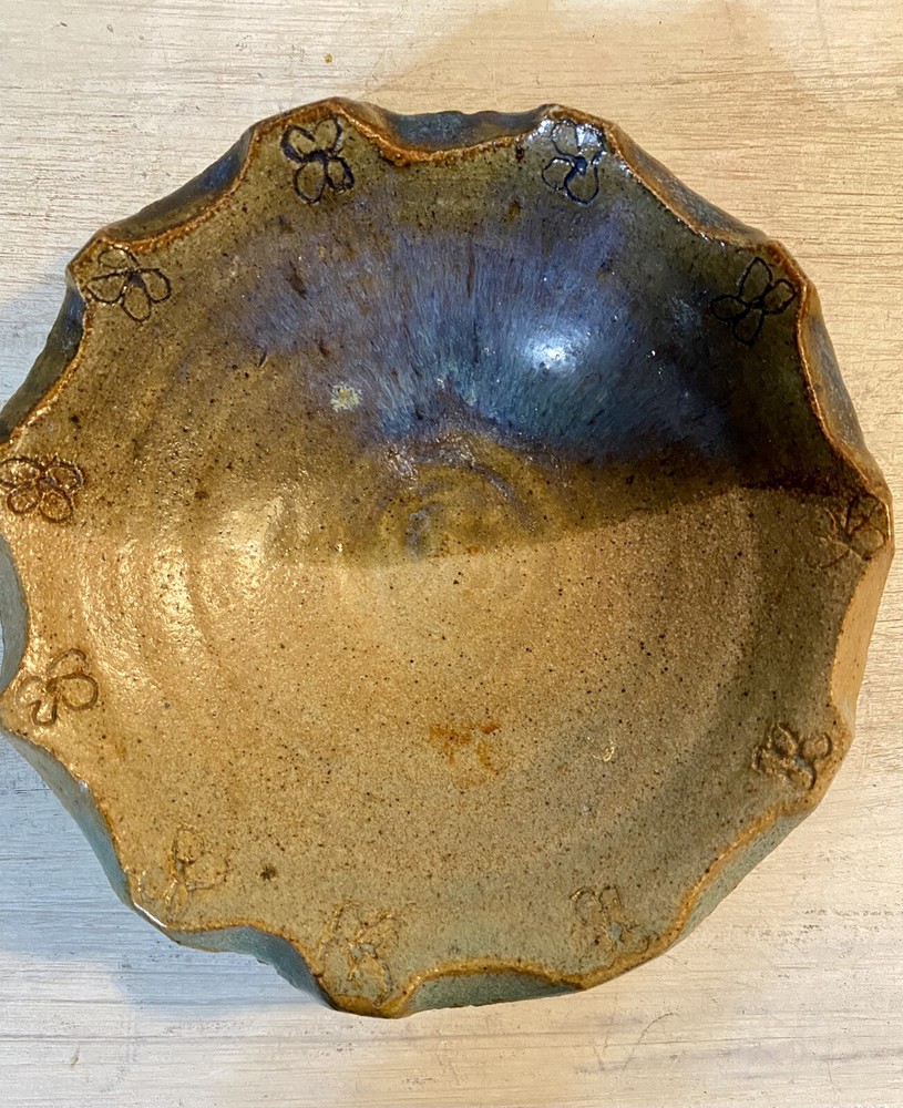 Art Pottery Small Ceramic Trinket Candy Ring Dish  ~ SIGNED 5"