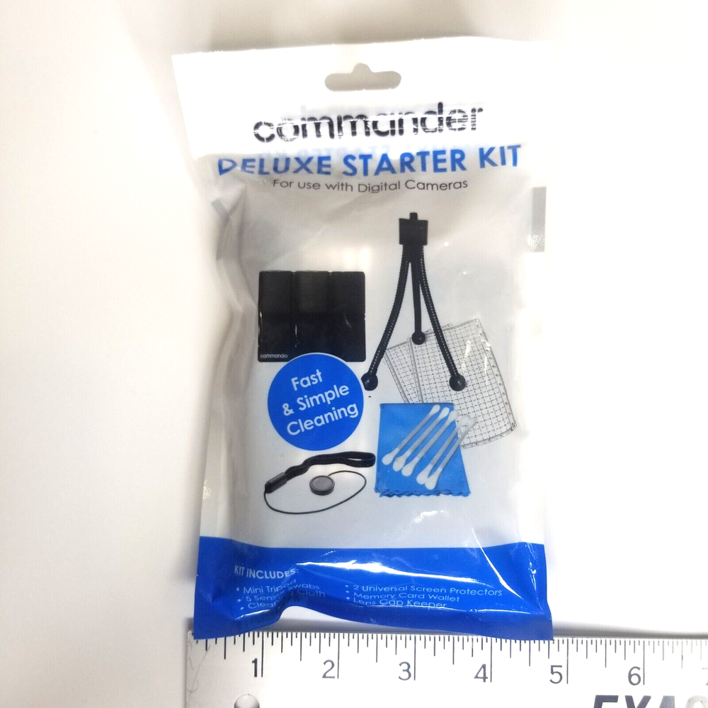 commander Deluxe Starter Kit For Digital Camera Mini Tripod Memory Card Wallet