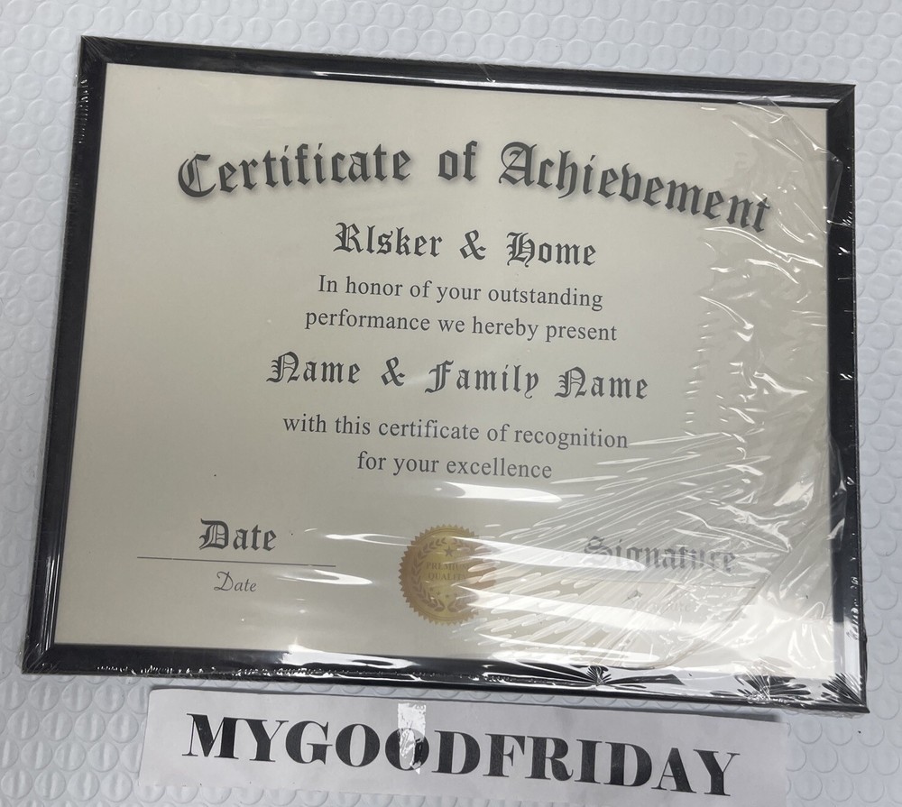 8.5x11 Certificate Frame - Classic Black Color Frame - Document & Certificate