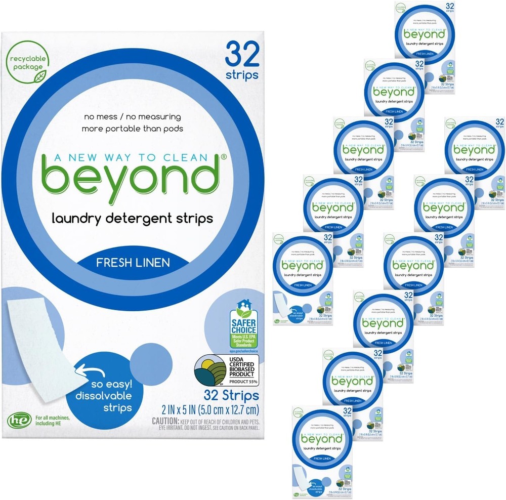 Beyond Laundry Deternt Strips [12 pas of 32 strips] - Fresh Linen -