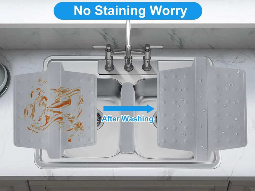 Sink Saddle, Divider Mat, Kitchen Sink Mat, Silicone Protector, No Odor, No Stai