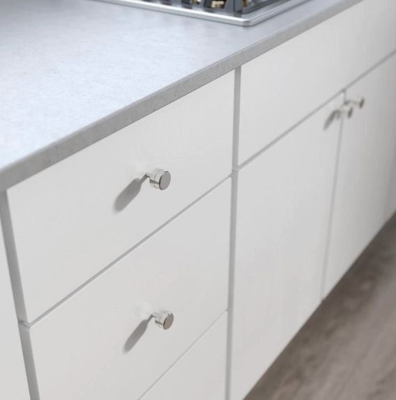 1" Etched Modern Cylinder Knob Polished Chrome