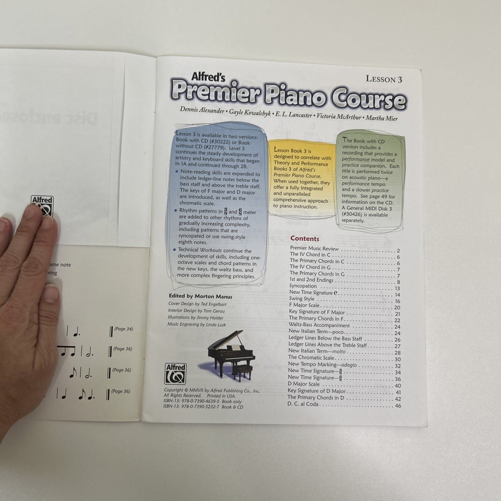 Alfred's Premier Piano Course Lesson 3 Includes CD