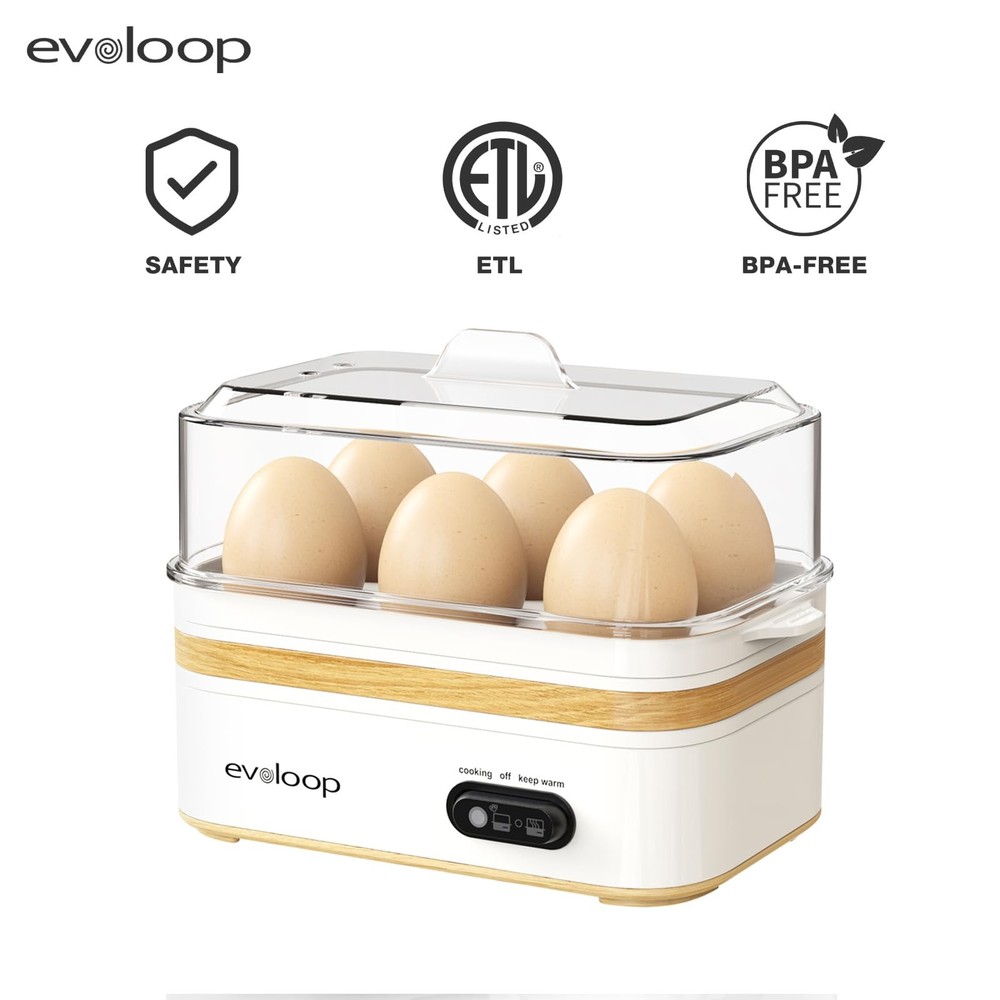 Rapid Egg Cooker Electric 6 Eggs Capacity, Soft, Medium, Hard Boiled, Poacher...