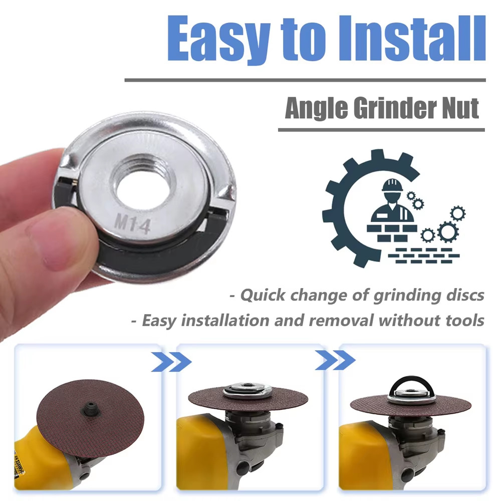 M14 Quick Release Self-Locking Flange Nut Press Plate Grinder Clamping Tool