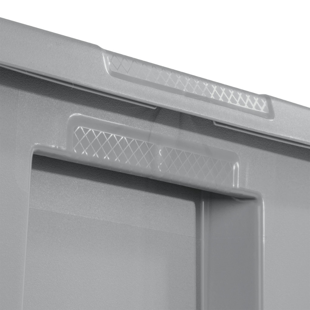 Sterilite 30 Gal Stackable Plastic Storage Bin Tote, Gray Latching Lid, 6 Pack