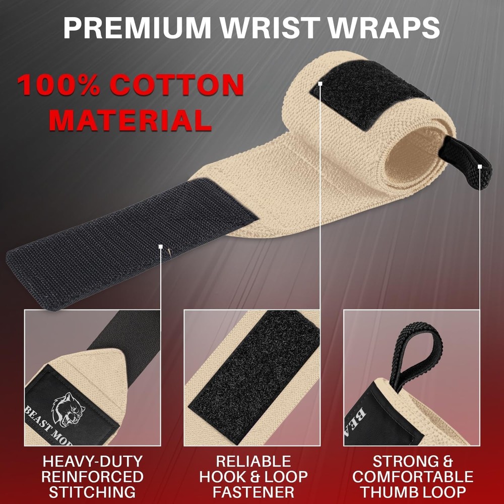 Heavy duty wrist wraps for weightlifting