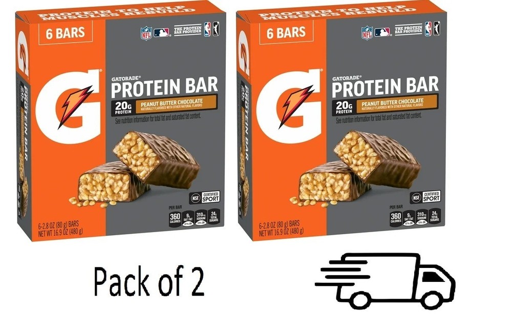 Gatorade Peanut Butter Chocolate Whey Protein Bars, 20g Protein, 6 Pack 2