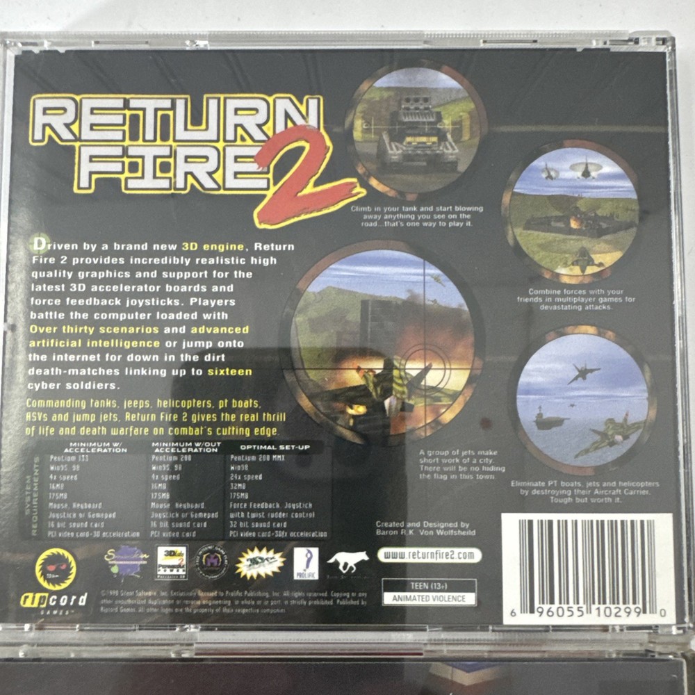 Lot 2 PC CD-ROM Combat Games Jet Fighter Iv & Return Fire 2 (3)