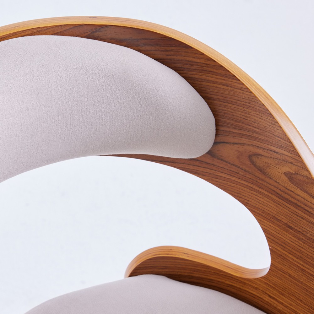 Wood Dining Chairs, Modern Upholstered Dining Chairs with Curved Backrest for