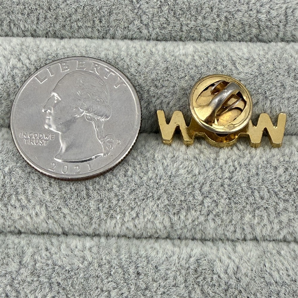 Gold Tone WOW Pin Pinback #63732